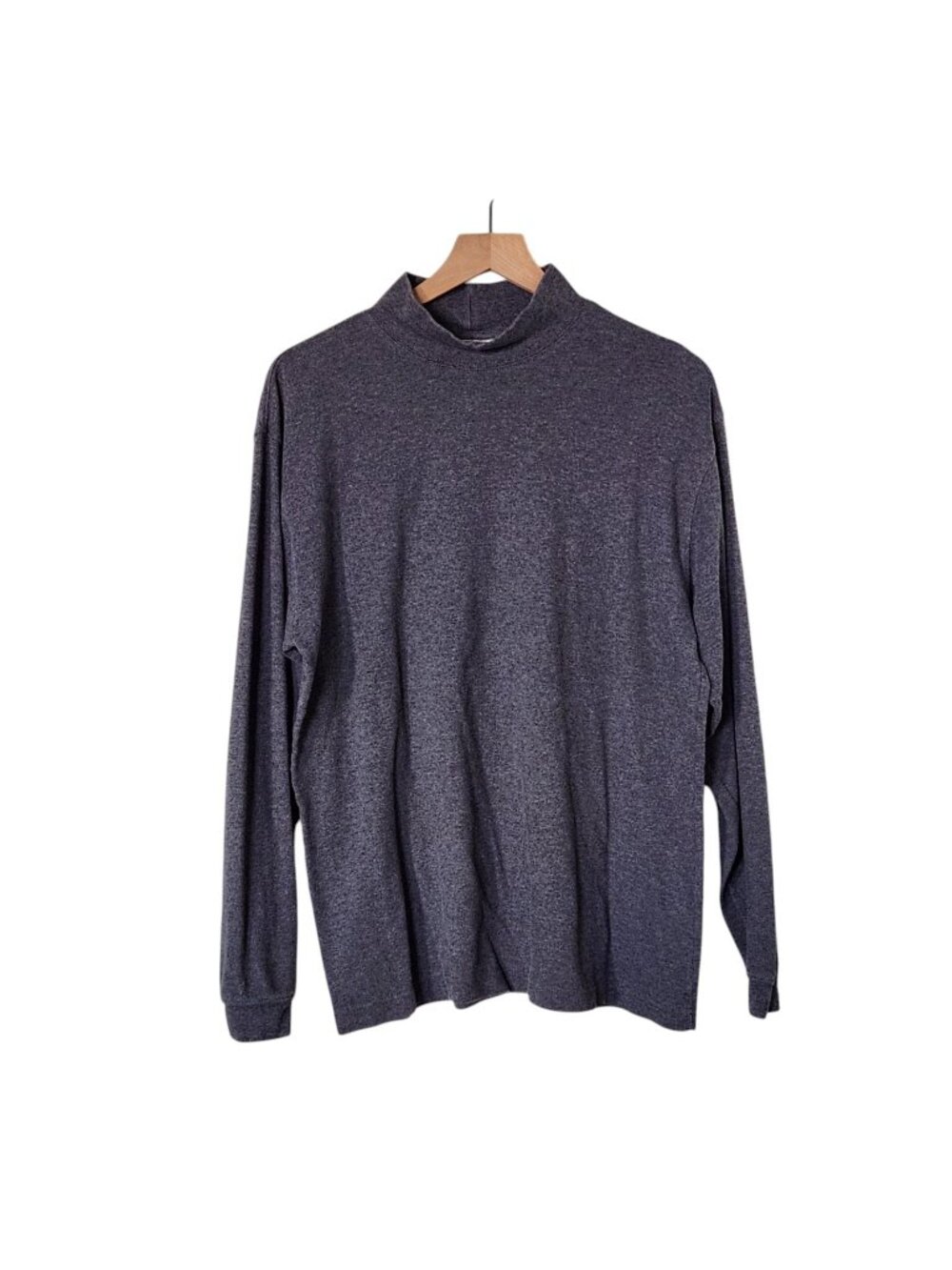 LL Bean Men's Pullover Sweater Large Mock Neck Long Sleeve Solid Gray